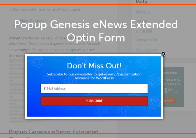 Popup eNews Extended Optin Form