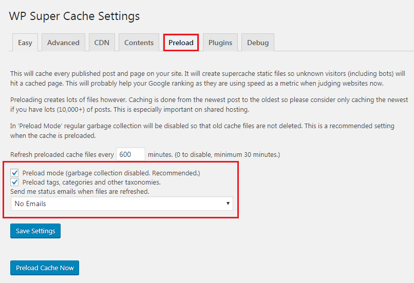 How to Add Caching Engine to WordPress Website - Wp Super Cache Preload Caching Setup