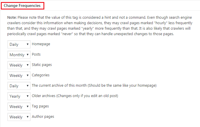 How to Add Sitemaps to WordPress Website - Change Frequencies