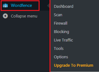 How to Secure Your WordPress Website - WordFence Menu