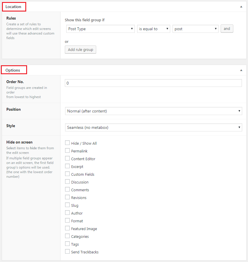 Configuring Field Location And Options