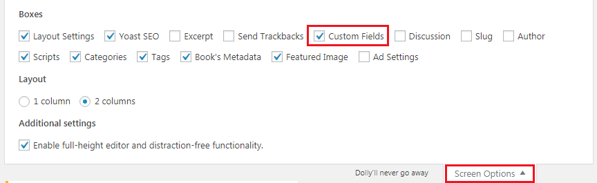 Enabling Default WordPress Custom Fields Option