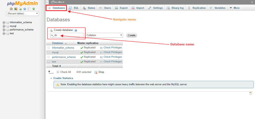 Database Creating - How to Setup Localhost