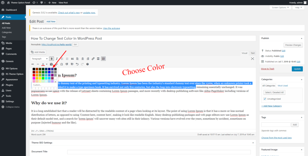 how-to-change-text-color-in-wordpress-post