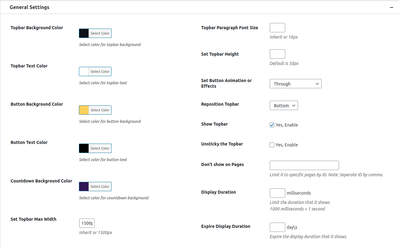 Sticky Genesis Topbar Pro — General Setting Options ‹ RainaStudio — WordPress