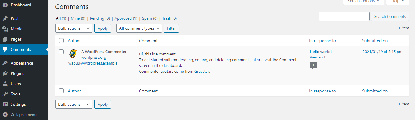 Comments on WordPress