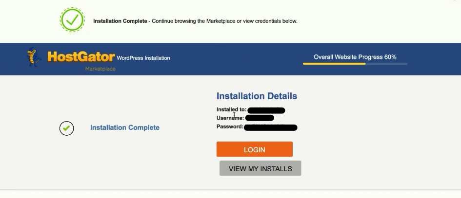 Wordpress Installation Complete