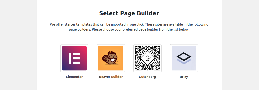 Select a page builder