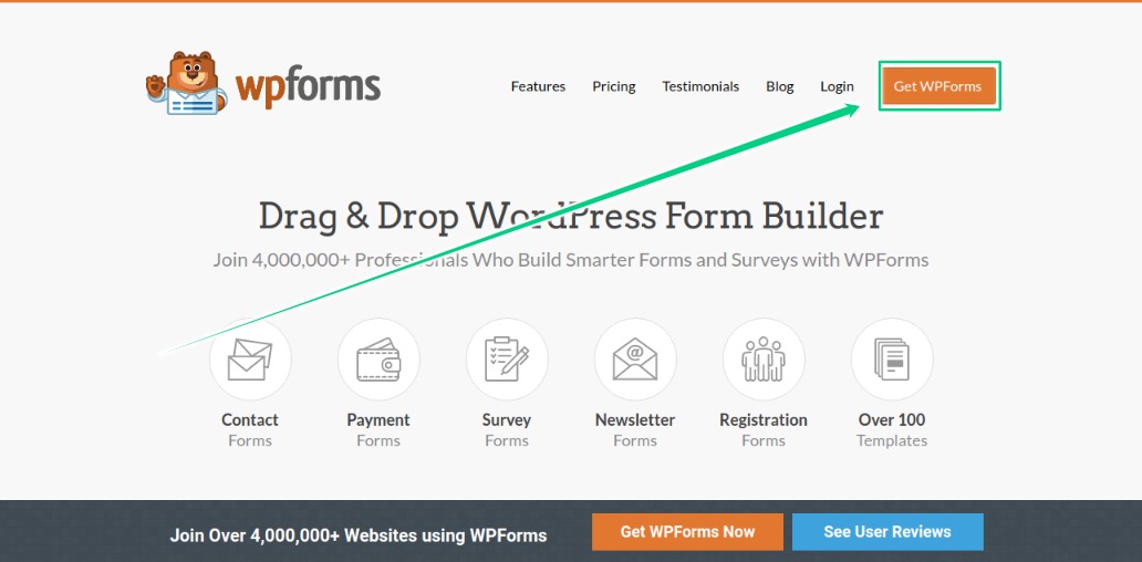 Click on Get WPForms Button