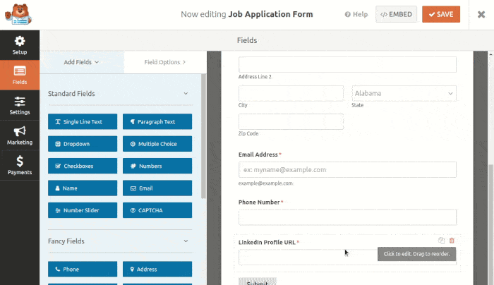 Add Position Field to Application Form