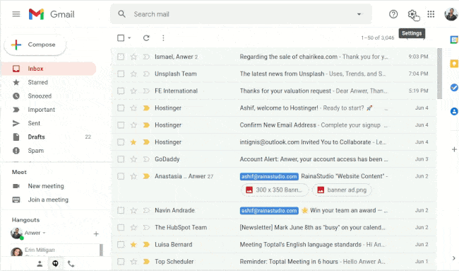 Gmail or Google Mail Settings