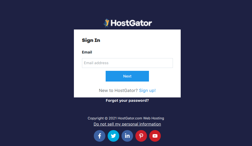 Hostgator Login Page