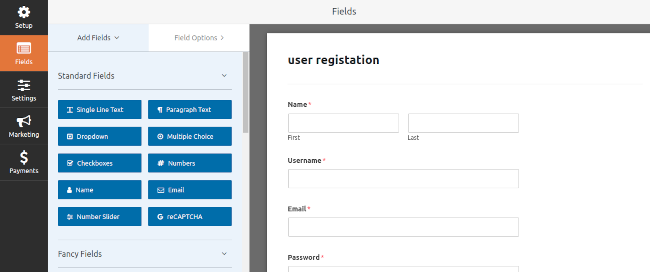 User Registration Form Builder