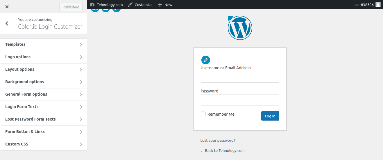 WordPress Login Page Customizer