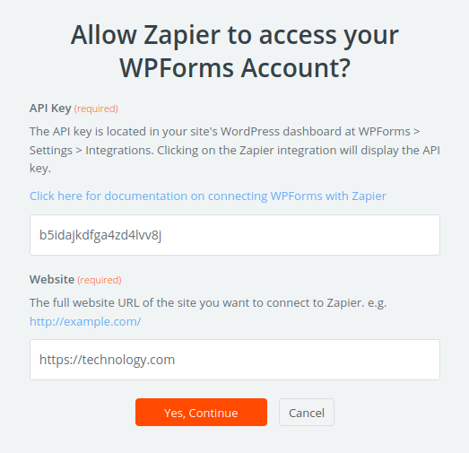 API Key Zapier