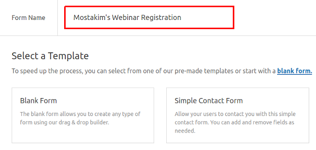 Create Webinar Registration Form