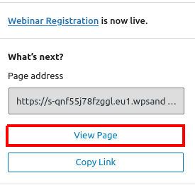 Publish Webinar Registration Page