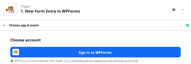 Sign in to WPForms on Zapier