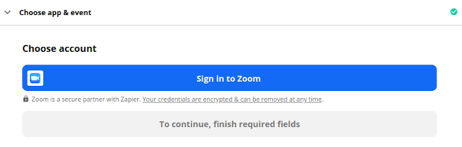 Sign in to Zoom on Zapier