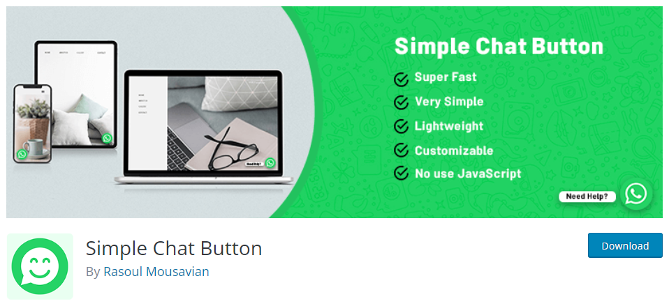 simple chat button - whatsapp plugins for wordpress